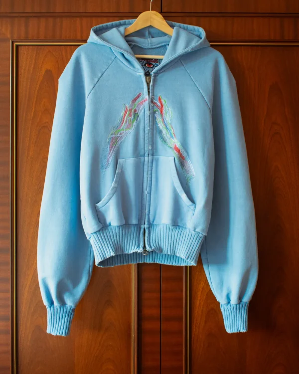 House Of Errors Zip Up Blue Hoodie